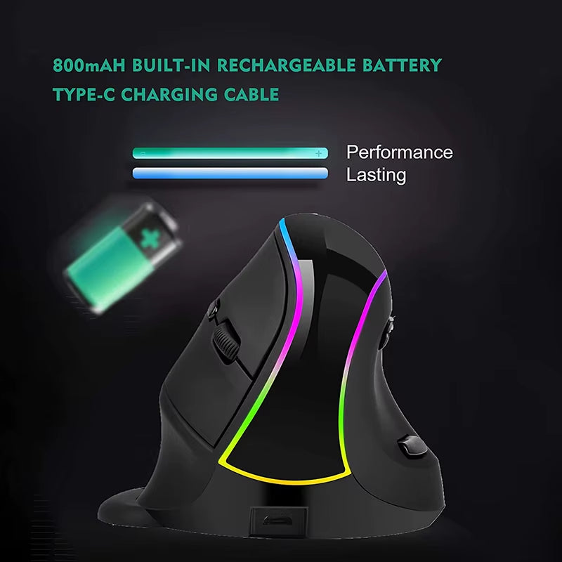 2.4G Wireless Mouse Ergonomic Optical Mice Rechargeable Vertical Mouse for Laptop Desktop PC Removable Palm Rest Thumb Buttons