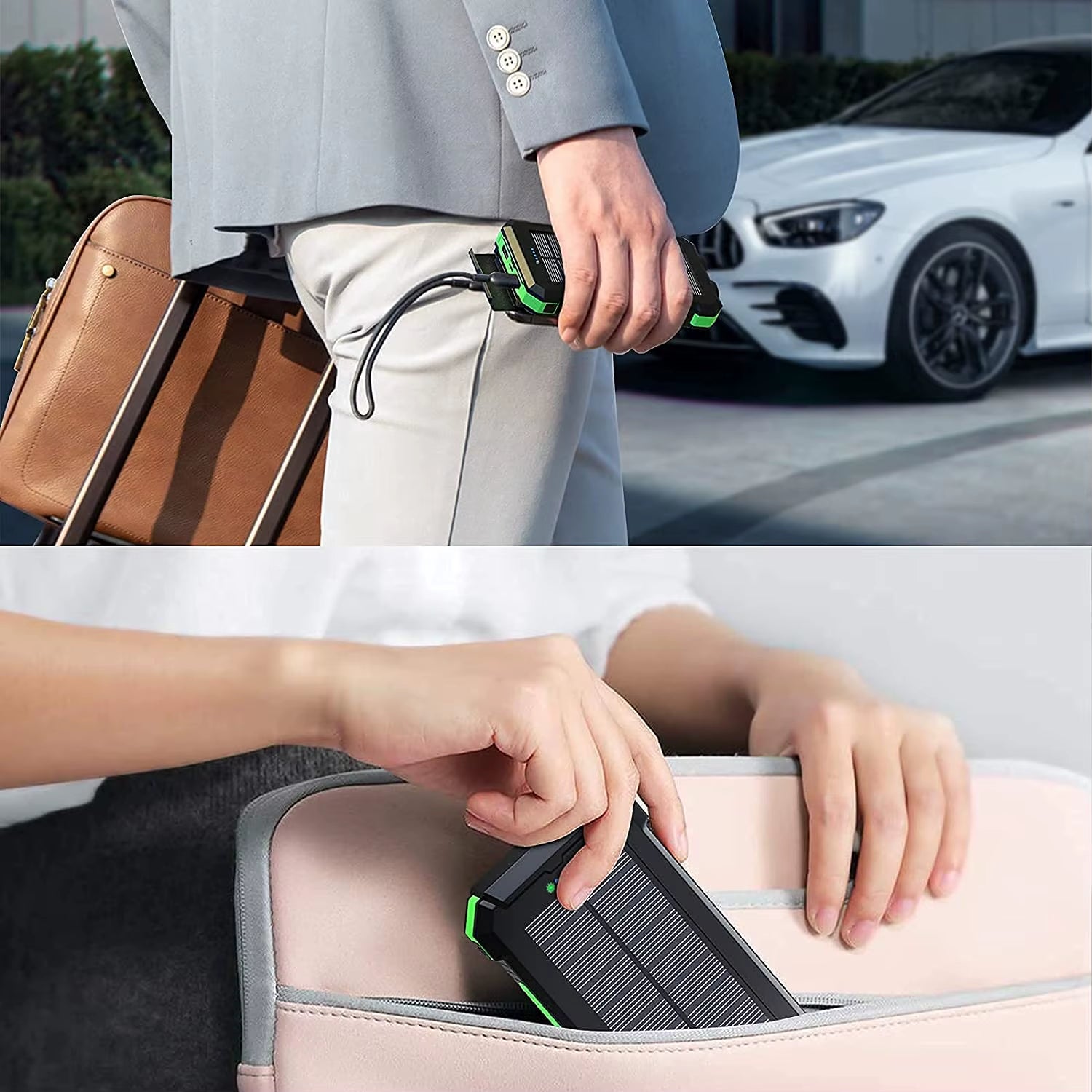 Outdoor Camping Solar Power Bank 20000Mah Dual USB Travel Built-In LED Flashlight Type-C Input Power Bank Solar