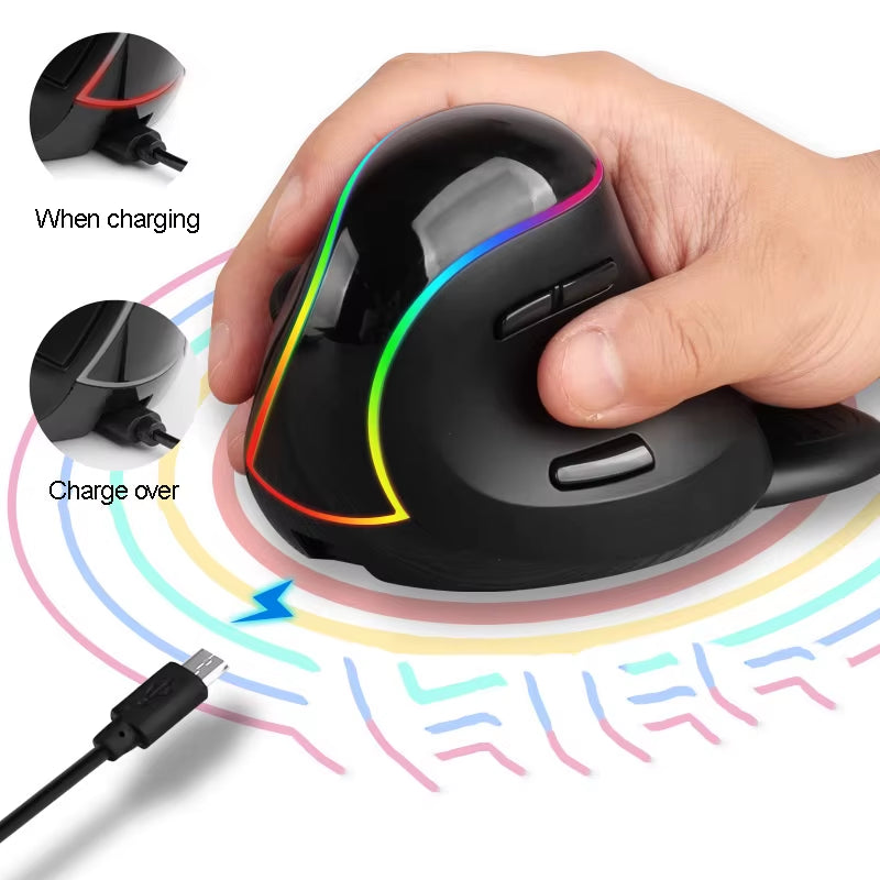 2.4G Wireless Mouse Ergonomic Optical Mice Rechargeable Vertical Mouse for Laptop Desktop PC Removable Palm Rest Thumb Buttons